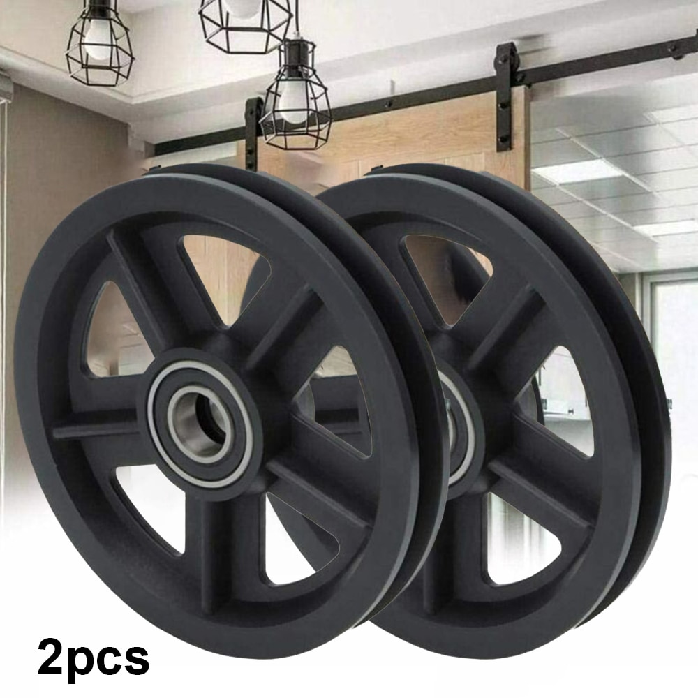 2pcs Sliding Barn Door Hardware Rollers Door Pulley Wheels Cabinet Hanging Rail Roller Closet Hardware Set