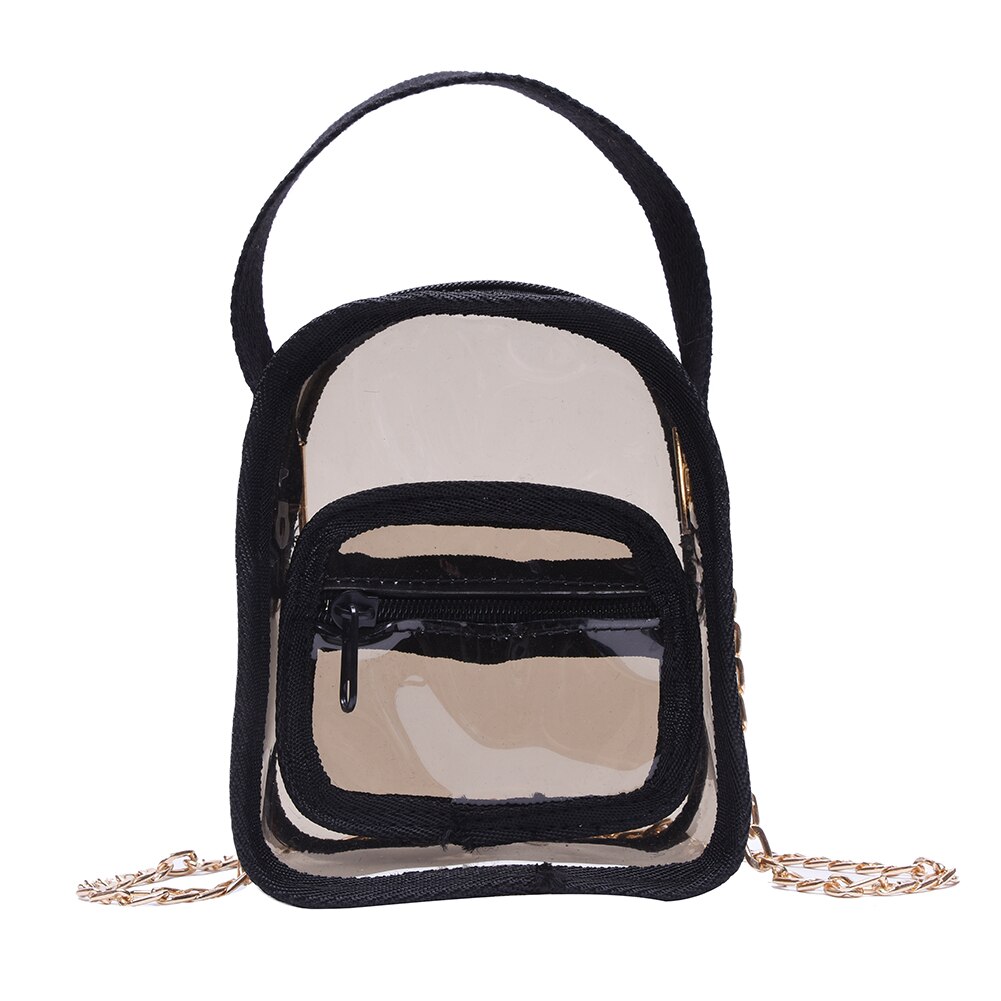 PVC transparente Mujer Crossbody bolsas de mensajero de hombro Jelly pequeña cadena transparente PVC mujeres Messenger Clutch Bag: Black