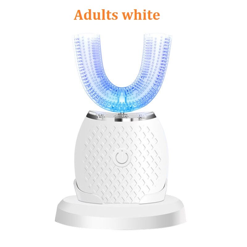 Smart 360 Degrees Automatic Sonic Electric Toothbrush for Children Adult U Type 4 Modes Tooth Brush USB Charging Tooth Whitening: adult white