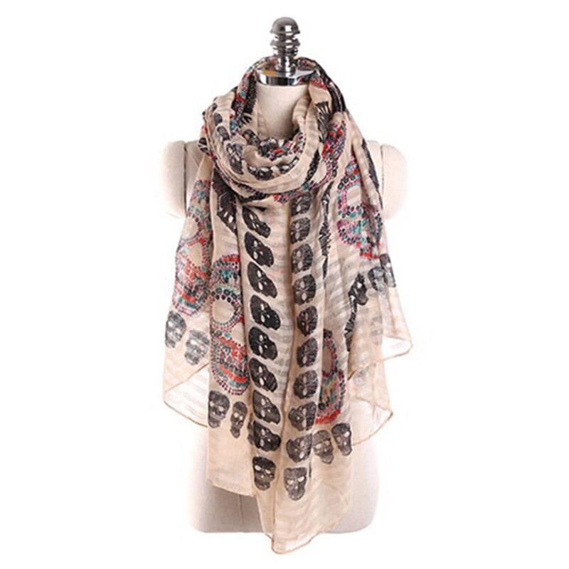 U90E Tudung Hijab Skull Pattern Muslim Hijab Voile Scarf Muslim Hijab Scarf Style Scarf