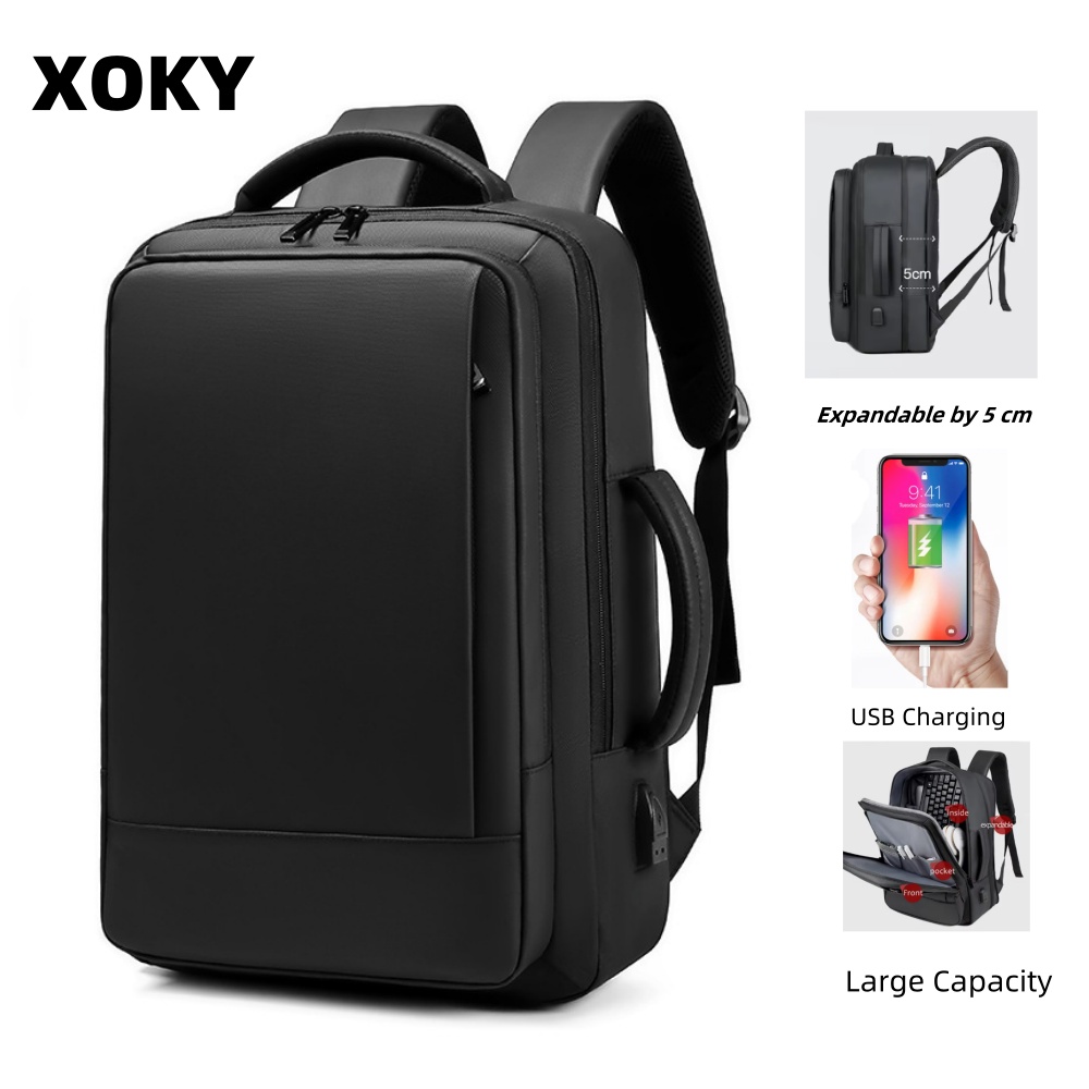 XOKY Business Travel Backpack Expandable Large Backpack USB Charging Men Backpack 15.6 Inch Laptop Backpack 2051