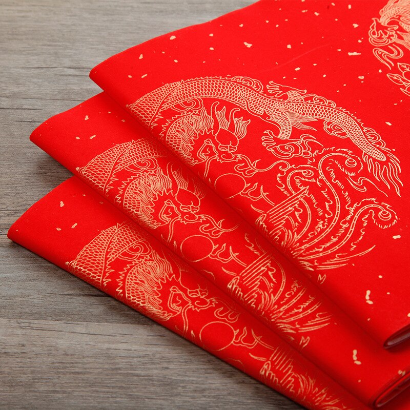 Wannian red rice paper couplet dragon and phoenix sprinkled gold handwritten blank spring couplet custom couplet paper