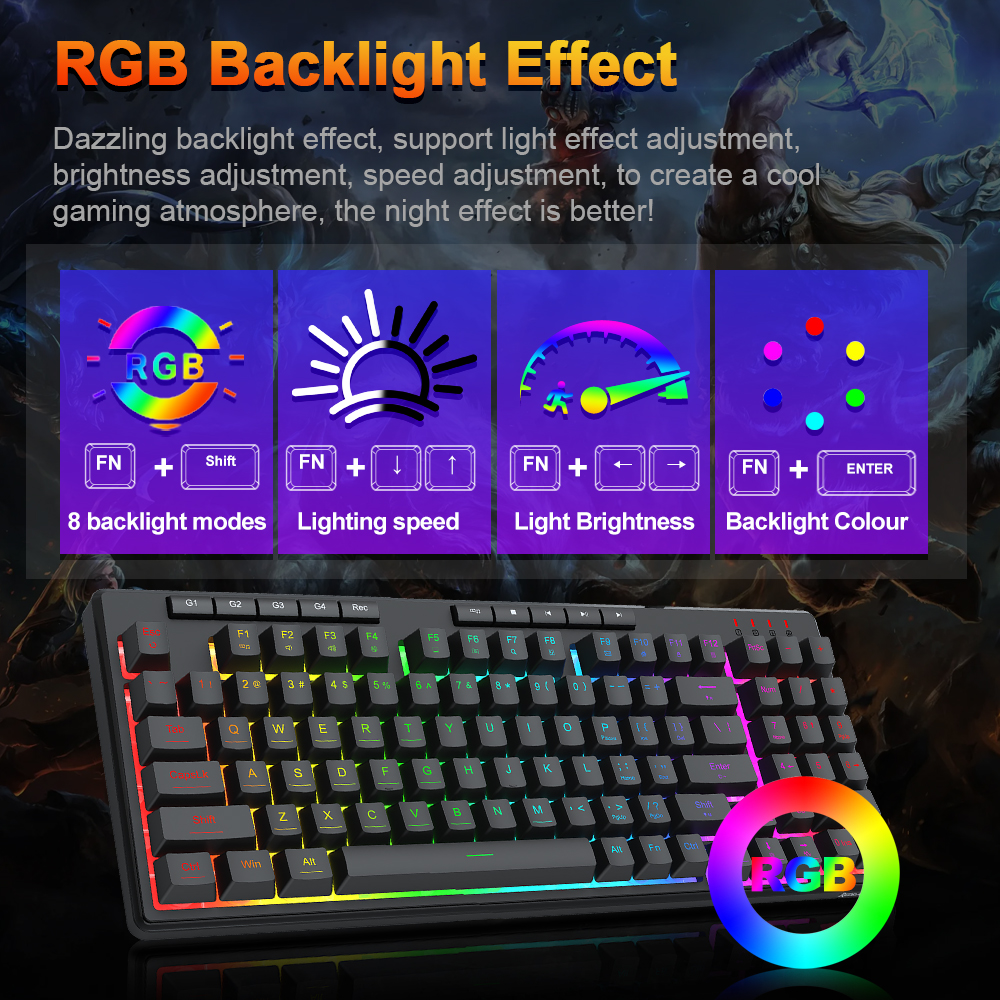 REDRAGON SHIVA K517 RGB USB RGB przewodowa membranowa klawiatura do gier 94 klawisze do komputera PC Laptop Gamer odpinany kabel