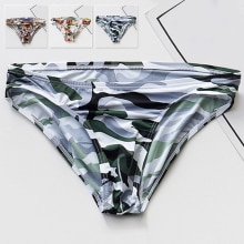 Badeshorts til mænd sexede slip homme leopard underbukser u konvekst undertøj lavtaljet camouflage glat elastisk is #39