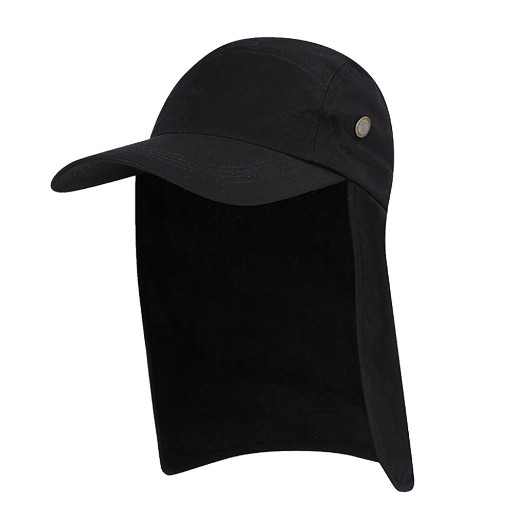 Cappelli da sole cappelli con patta protezione solare UV a 360 gradi cappello da sole estate uomo donna cappellino con visiera parasole collo pieghevole cappello da testa per la pesca: Black
