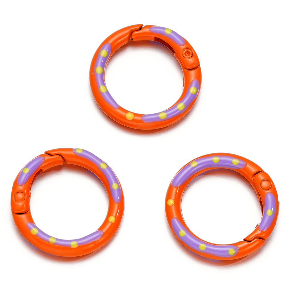 5pcs/lot Multicolor Metal Round Ring Spring Clasp Carabiner Keychain Clips Hook Dog Chain DIY Jewelry Buckle Connector Supplies: Yellow