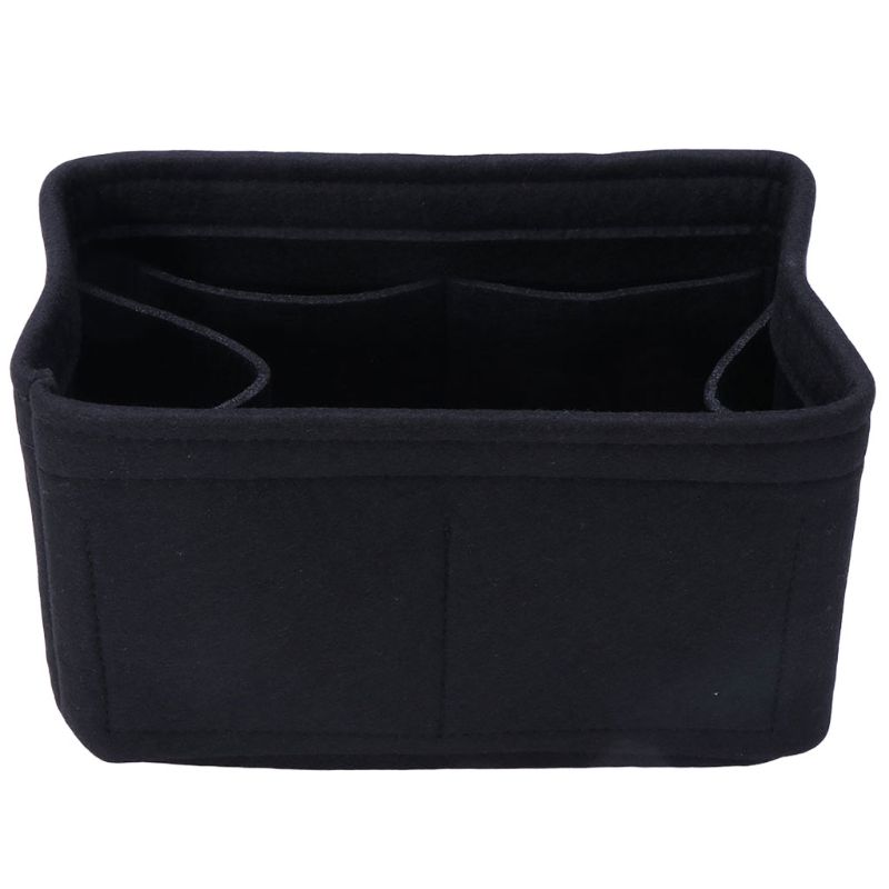 Bolsa de fieltro, bolsa de maquillaje, organizador, bolsa interior de viaje, bolsa de almacenamiento de bolsas cosméticas portátil LX9F: Black / S