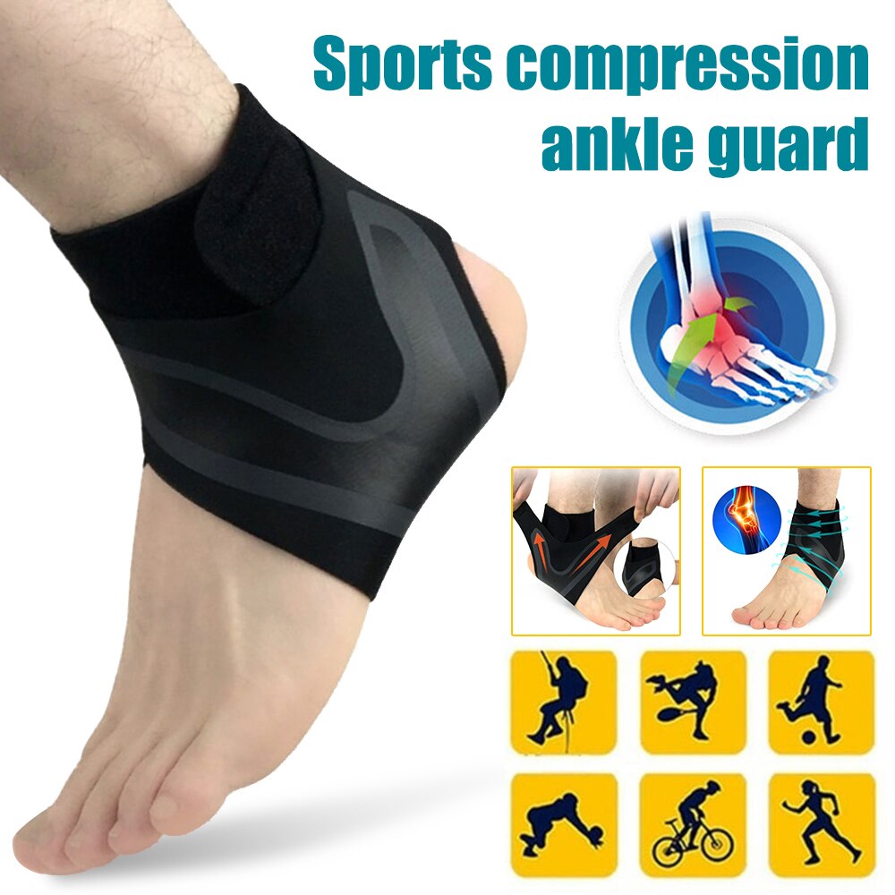 Voet Mouw Ondersteuning Enkel Bandage Zwart Polyester Vezel Duurzaam Veiligheid Been Training