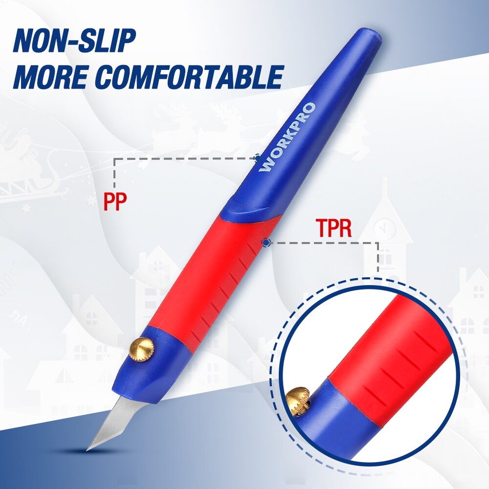 WORKPRO 14PC Craft Knife Set Utility Knife Blade Wood Paper Soap Cutter Craft Pen DIY Carving Tools Sculpture Engraving Knife