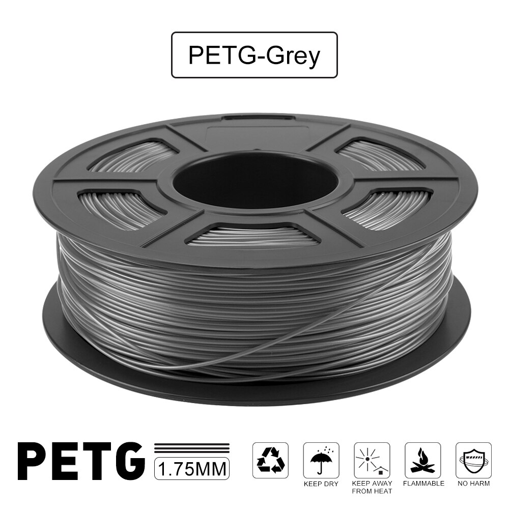 Hiprecy PETG 3D Printer Filament 1.75mm Dooling Material Black Color PETG 3D Filament Consumables 1KG/2.2LBS: Gray