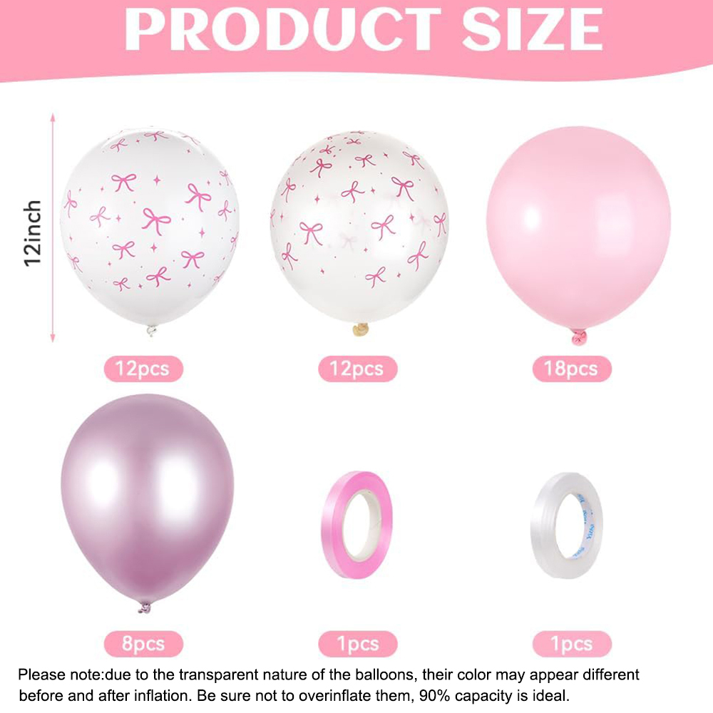 Globos con lazo blanco y rosa, decoración de coqueta, globo de látex para niñas y mujeres, decoración rosa para cumpleaños, suministros para de bienvenida de bebé y boda