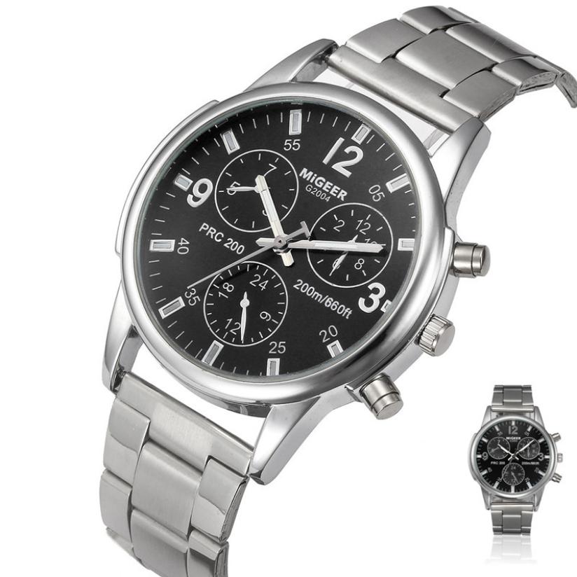 Heren Horloge 1Pc Mode Mannen Kristal Rvs Analoge Quartz Horloge Armband 2018JUL9