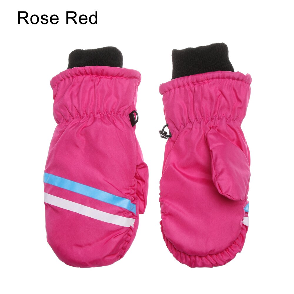 1Pair Children Winter Ski Snowboard Gloves Boy Girls Kids Windproof Waterproof Thicken Mittens Warm Gloves Winter Must: rose red