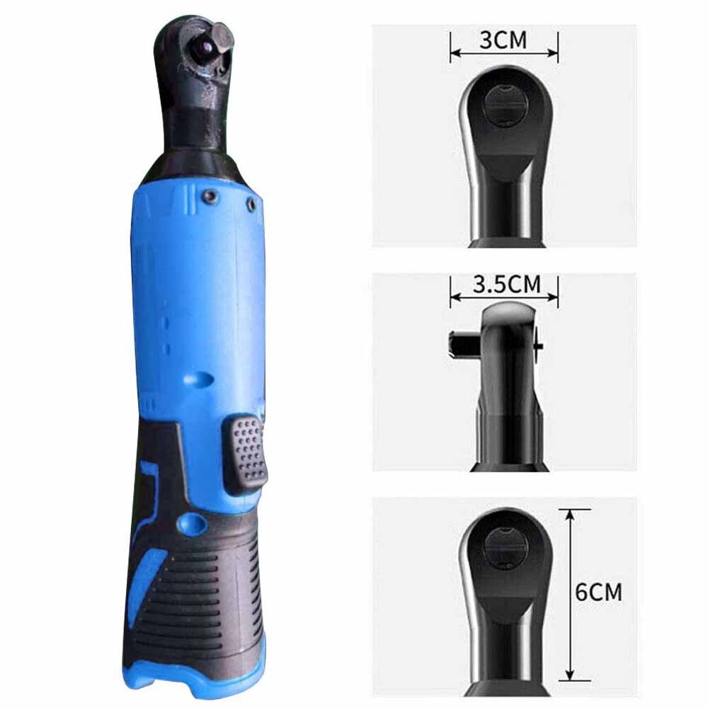 Llave de ángulo recto, Tuercas eléctricas inalámbricas, llave de carraca de 12V, elimina tornillos, tuercas, herramientas de reparación de automóviles, dos baterías