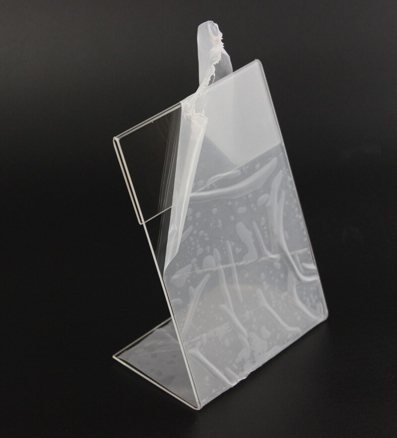 Acrylic T1.3mm Vertical Clear L Shape Plastic Table Sign Price Tag Label Display Rack Paper Card Holders Stands 20pcs