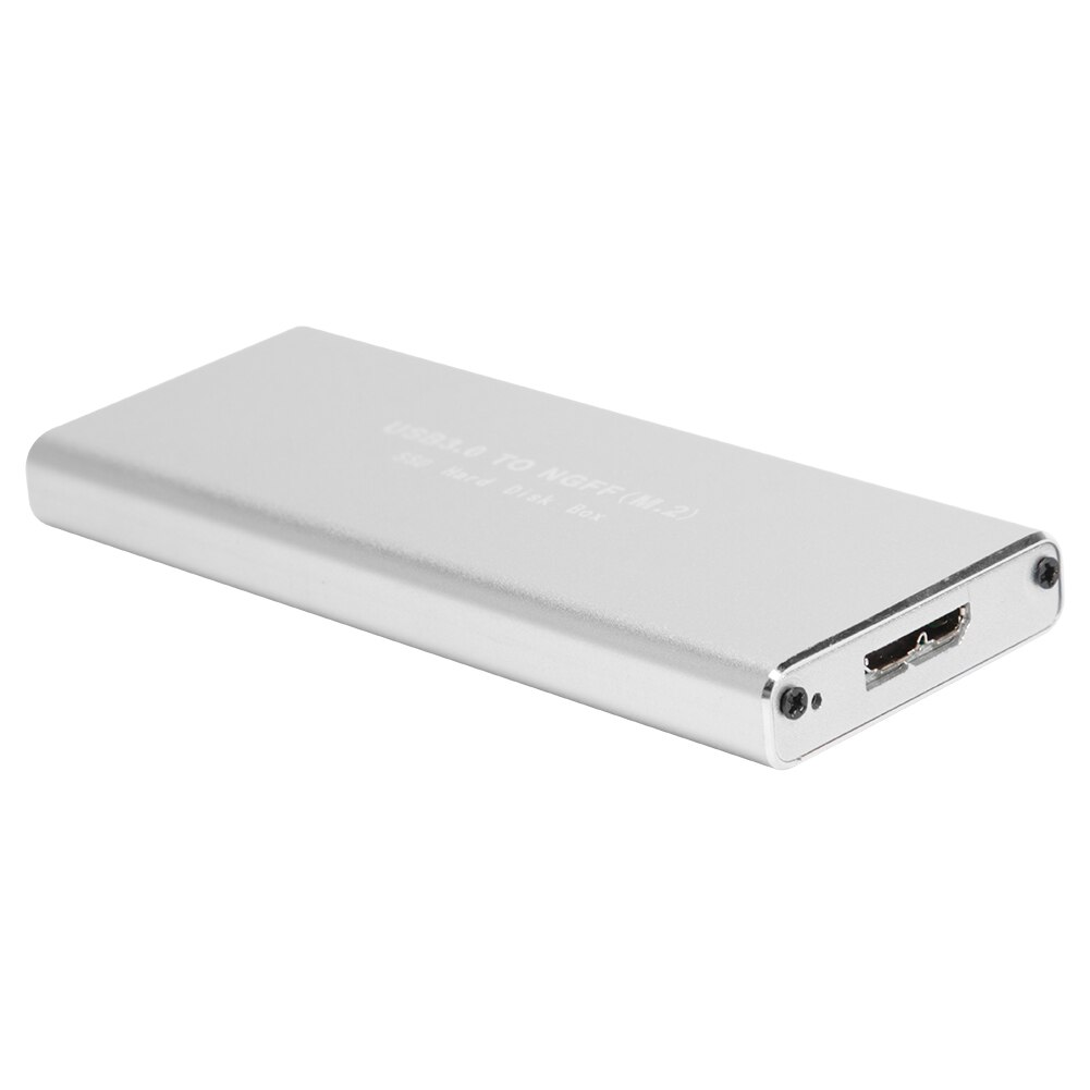 USB 3.0 M.2 NGFF Box Adapter 2230 2242 2260 2280 SSD External Enclosure Case HDD Case with USB Cable Pouch: Silver