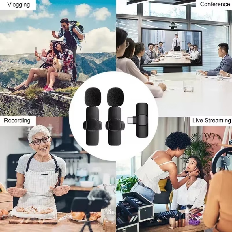 Draadloze lavaliermicrofoon Draagbare audio-video-opname Mini-microfoon voor iPhone Android Live-uitzending Gaming Ontvangen met telefoon