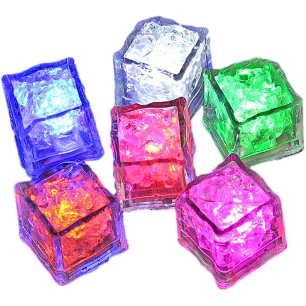 Cubitos de hielo LED de 12 piezas, Bola de brillante, luz Flash, vaso de Navidad, Bar, vino, suministros de neón, decoración para Festival y boda: fast flash