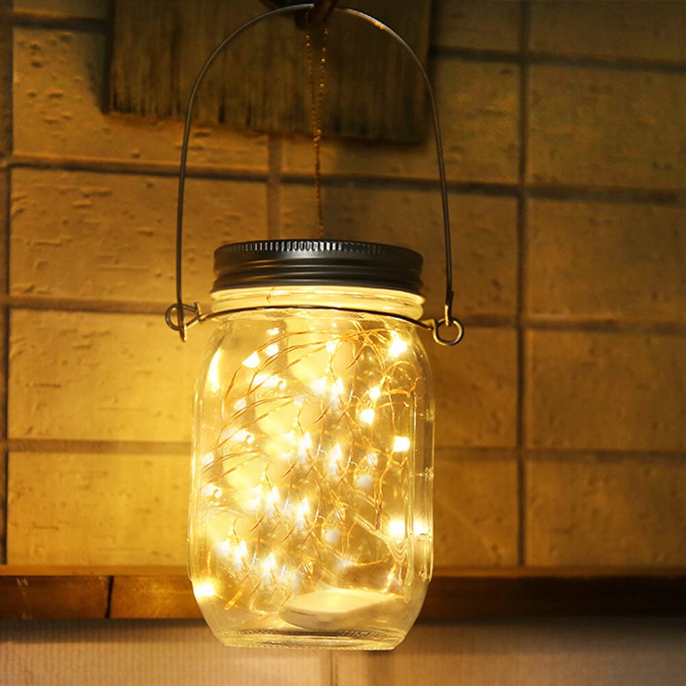 Sun Glass Solar Mason Jar Light Bottle Lamp Outdoor Mason Jar With Integrated Solar Panel And LEDs For Lighting Hanging Lamp: Default Title