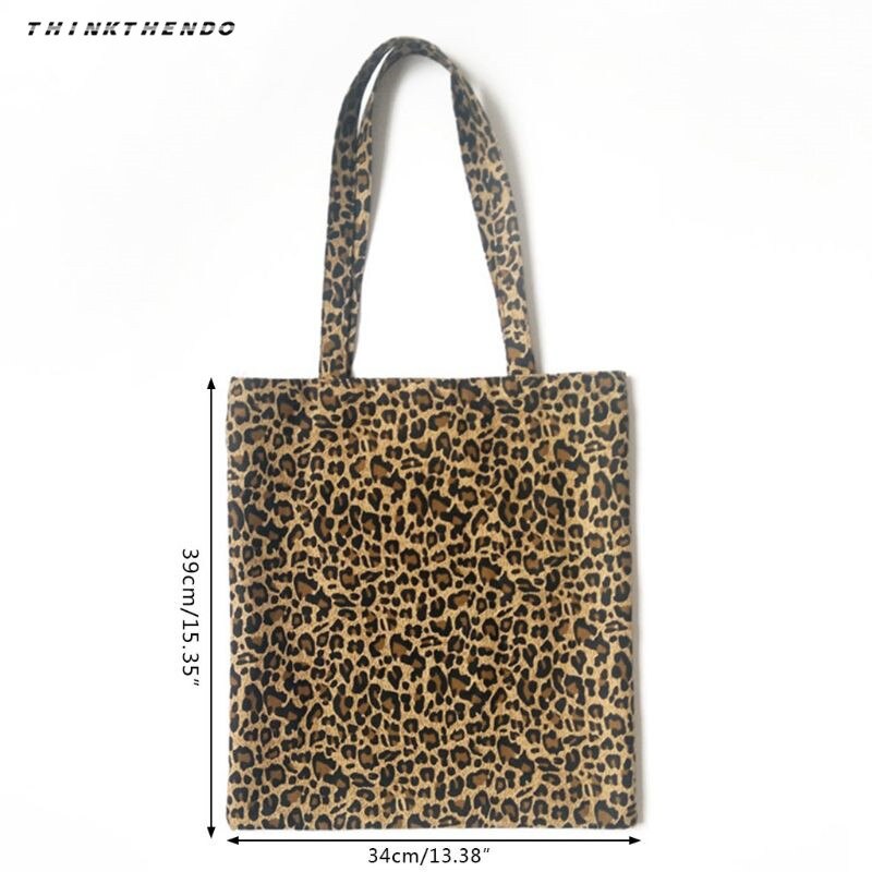 Thinkthendo Mode Vrouwen Canvas Schoudertas Messenger Meisjes Vrouwelijke Luipaard Print Hobo Purse Satchel Shopping Tote Handtas