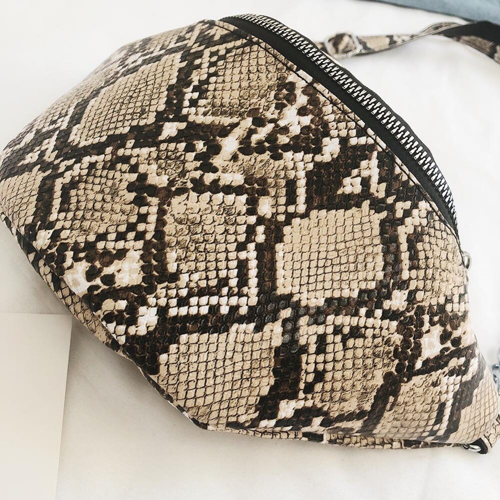 Snake Pu Lederen Schoudertas Heuptas Kleine Crossbody Tas Voor Vrouwen Mode Vrouwelijke Keten Messenger Bag Bolso Femenino