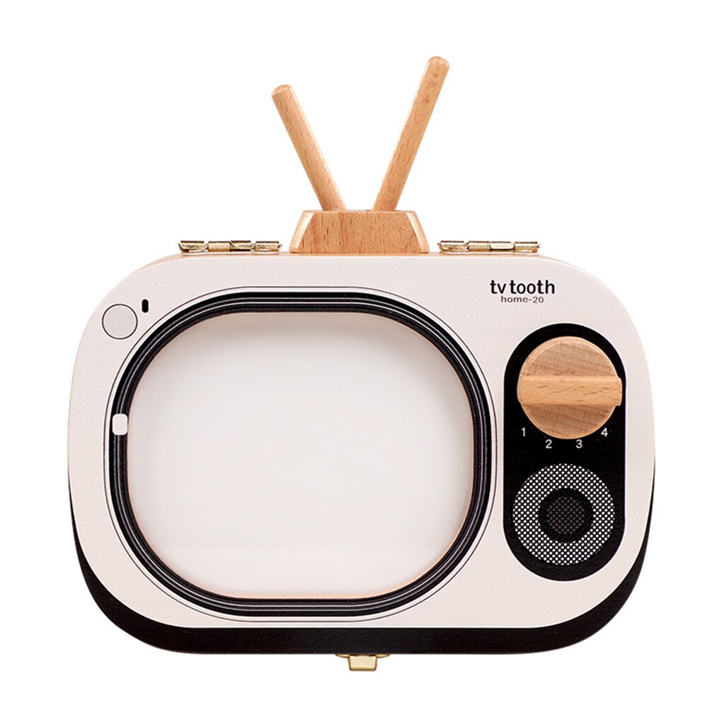 Baby Tooth Keepsake Box Wooden Teeth Box TV Shaped Tooth Keepsake Box Announcements Collecting: 3