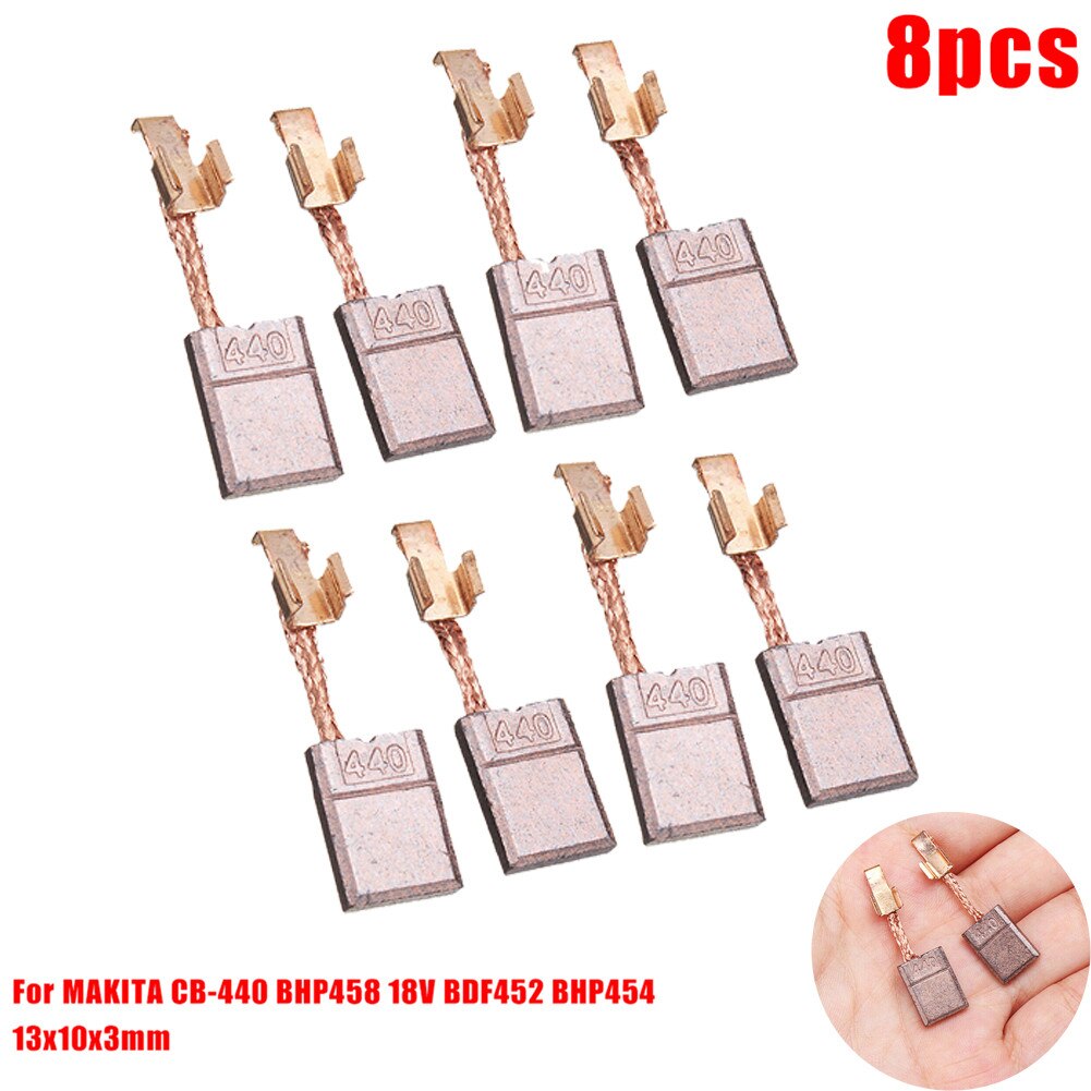 Kit de brosses en carbone pour Makita, 8 pièces/ensemble Marteau perforateur électrique sans fil, brosse en carbone, CB-440 BGardens 458 18V BDF452 BGardens 454 13x10x3mm