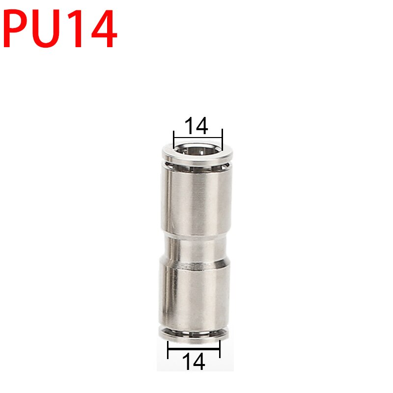 PU PG brass metal pneumatic quick coupling straight through 4 6 8 10 12mm air compressor hose high pressure connector: PU-14