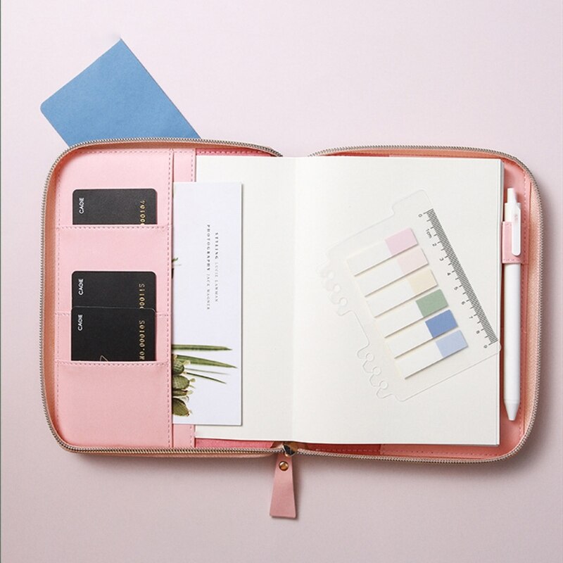 Cartoon Flower B6 Zipper Notebook Notepad with Pen Set Leather Planner Diary Journal Agenda Stationery