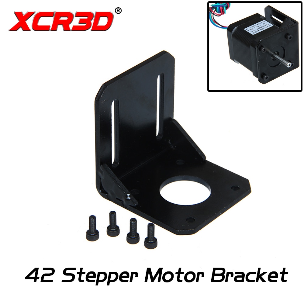 Xcr3d peças de impressora 3d 42 suporte do motor deslizante liga frame de aço fixo nema17 l estrutura base montagem com 4 * parafuso preto 1 pçs