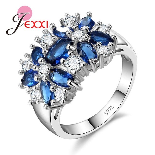 925 Sterling Silber Frauen, Verlobung, Hochzeit Ringe Mit Farbenfrohes Shinny CZ Cubic Für Damen: 9 / Blue