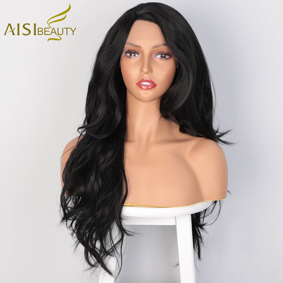 AISI BEAUTY Long Wavy Dark Red Wigs Synthetic Lace Front Wigs for Women Black Lace Wigs High Temperature Fiber Cosplay Hair