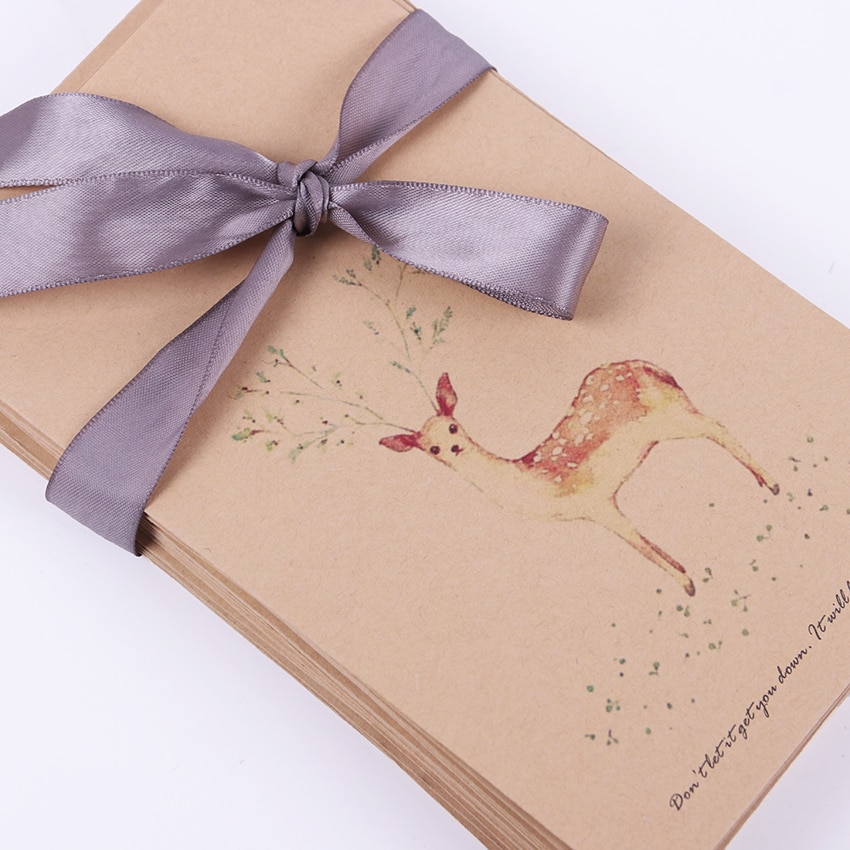 Vintage Kraft Paper Envelope DIY Retro Deer Envelopes Wedding Office Stationery Supplier 10 PCS