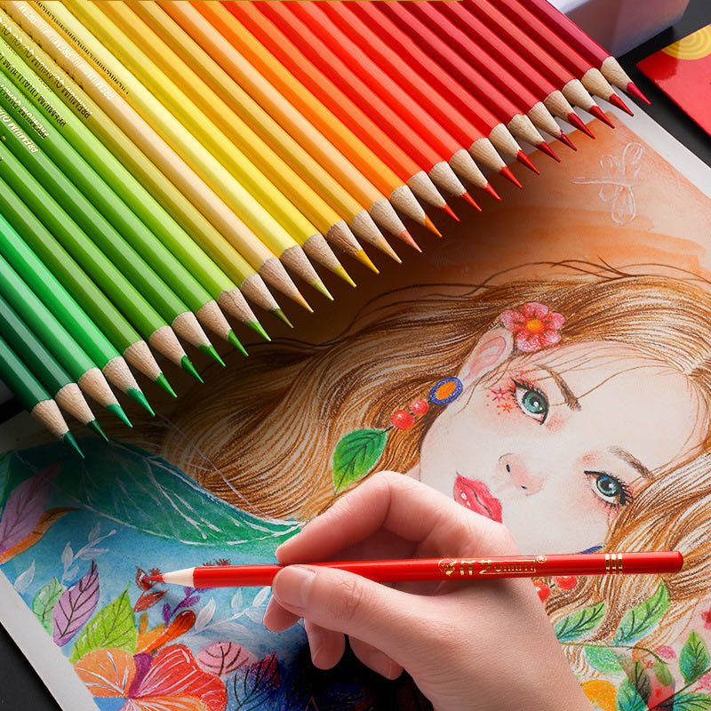 Kit de lápis de aquarela profissional para desenhos, lápis de cor 48/72/120/150/180, para pintura e desenho de crianças, material de arte