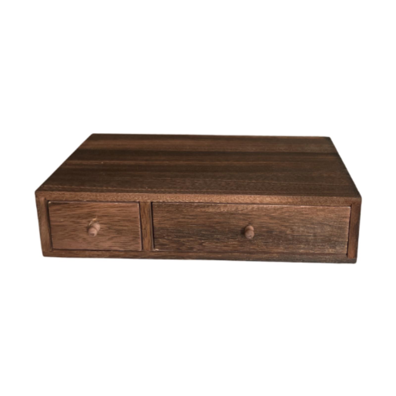Desktop Organizer met lade Houten tafelkast voor kaarten, postzegels, rekeningen: Goud