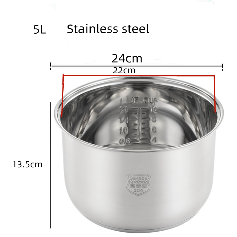 Stainless steel liner without coating ceramic glaze liner rice cooker rice cooker electric pressure cooker inner bowl 4L 5L 6L: green