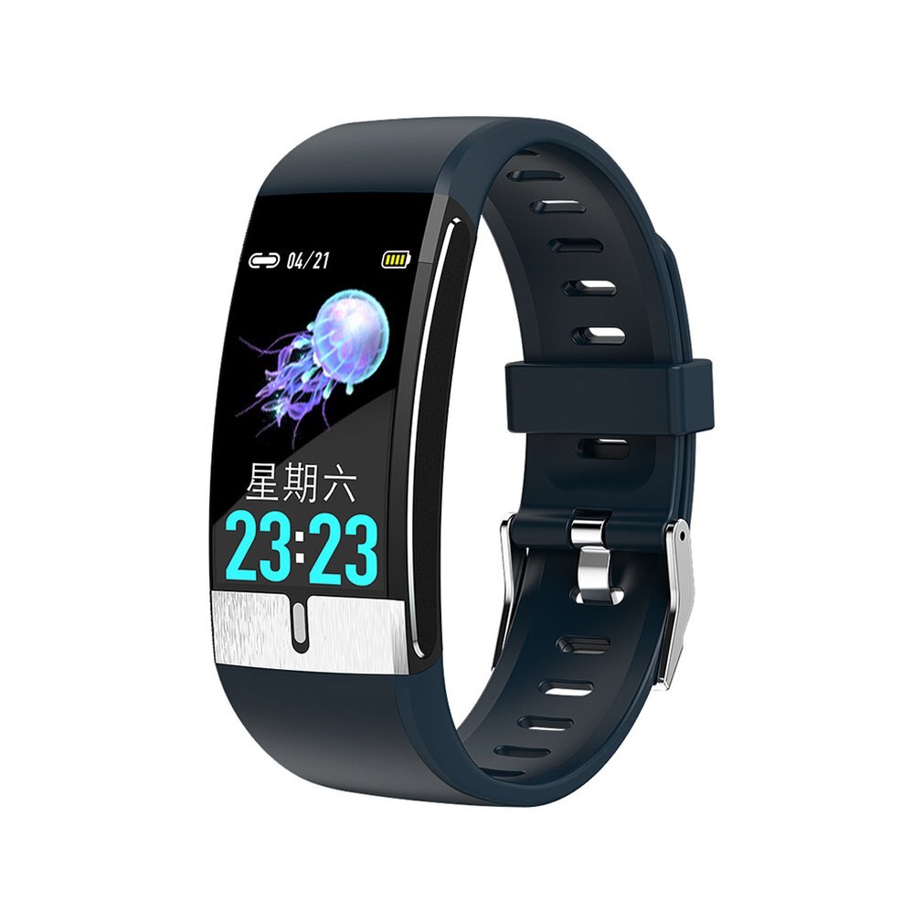 E66 slimme armbanden ecg + ppg test armband gezondheidsmonitor smartwatch temperatuurmeting armband: Blauw