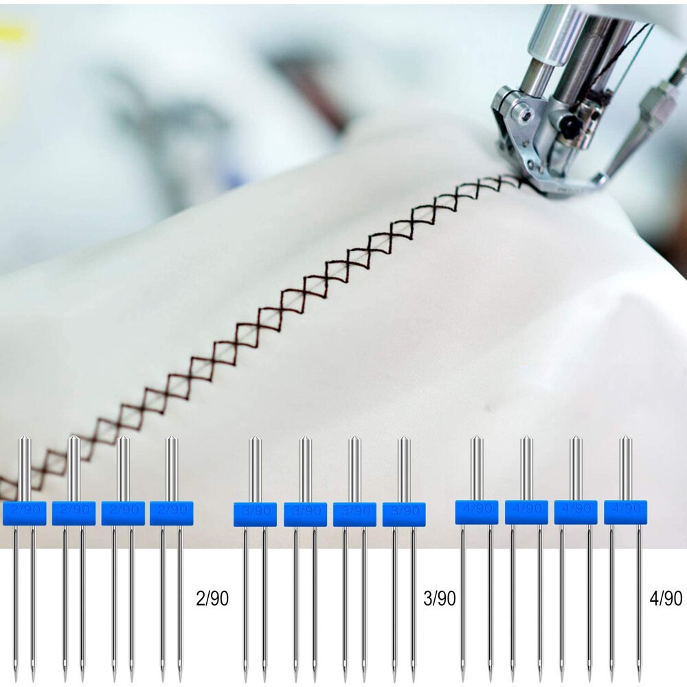 12pcs Sewing Machine Twin Needles Household Multifunctional Sewing Machine Accessories Twin Stretch Double Needles