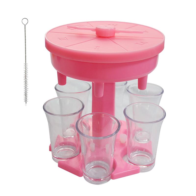 4-In-1 Wine Glass Beer Glass Dispenser With Game Turntable Dispenser Holder 6 Glass Dispensers Party Pour Drink Dispenser: E