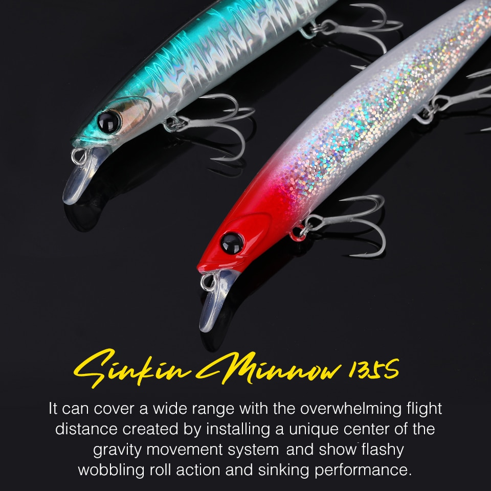 TSURINOYA 135S Fishing Lure tonący Minnow BAYONET 135mm 26.4g słonowodne długie rzucanie profesjonalne przynęty Seabass twarde przynęty
