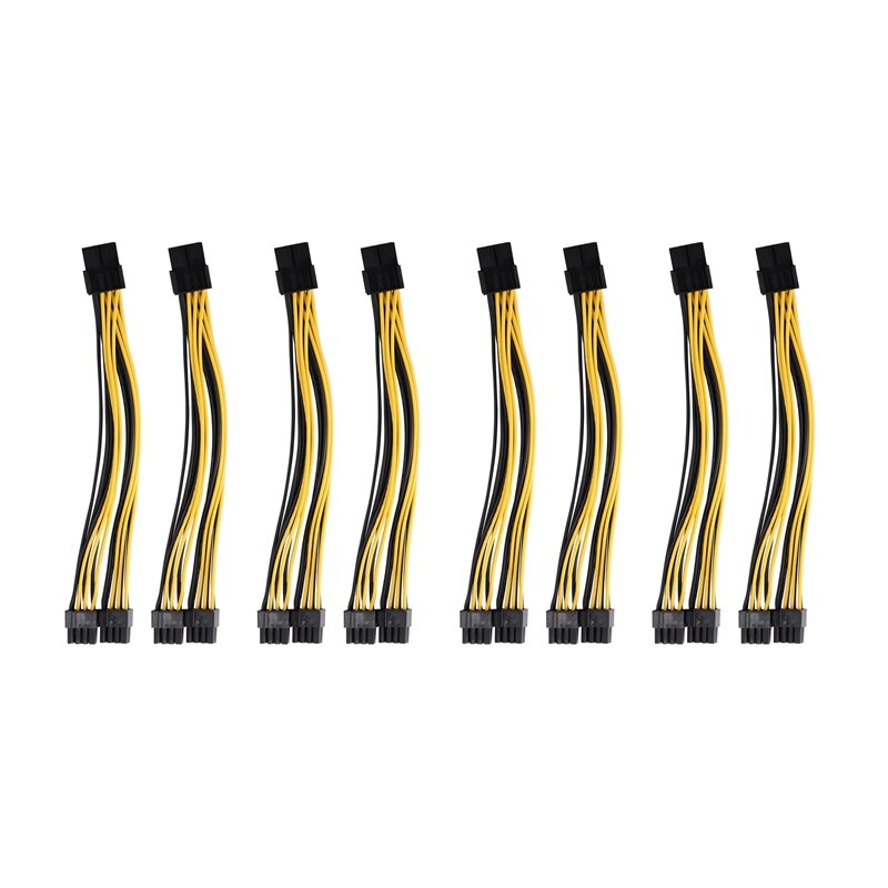 Pcie 8 Pin To 2 X 8 Pin (6+2) PCI Express Adapter Power Cable PCIE Y - Splitter Extension Cable 8 Inches (8 Pack)