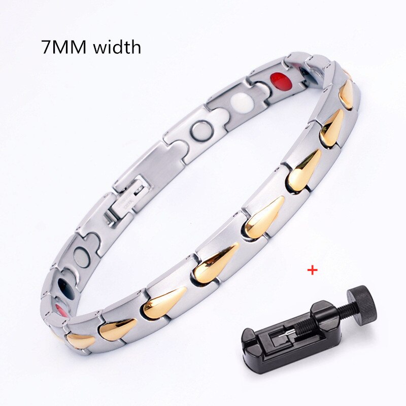 Neue Magnetische Energie Armbinde Für Männer Frauen Arthritis Bio Magnet Therapie Titan Stahl Armbänder Armreif Gesundheit Pflege Schmuck: 7mm Gold w Werkzeug