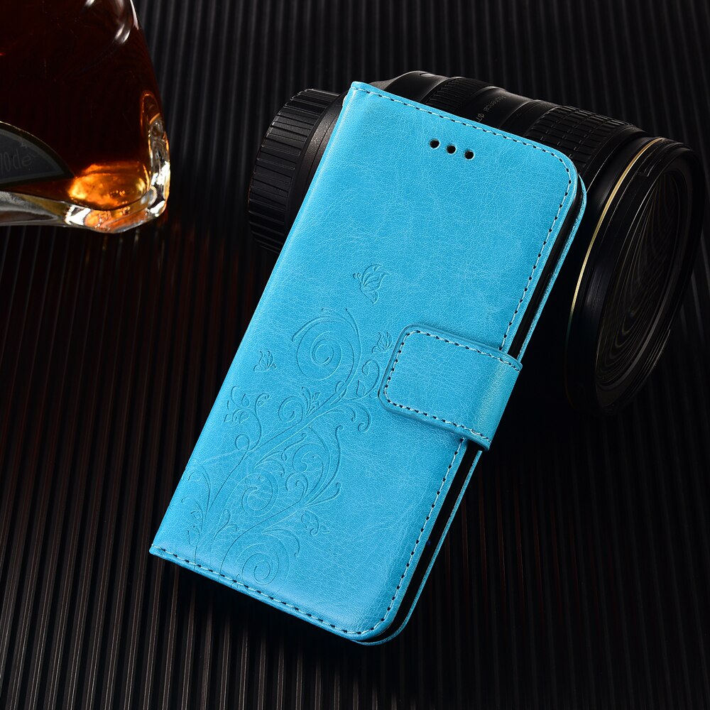 Cover On Galaxy A5 Butterfly Floral Wallet Case for Samsung Galaxy A5 A520 SM-A520F Cover Phone Bag Fitted Case: Jiu-Blue