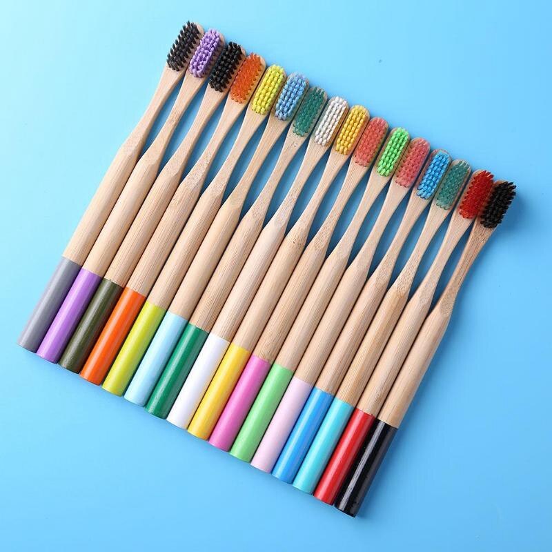 10-Pack Bamboo Toothbrush Medium Bristles Biodegradable Plastic-Free Toothbrushes Cylindrical Low Carbon Eco Bamboo Handle Brush