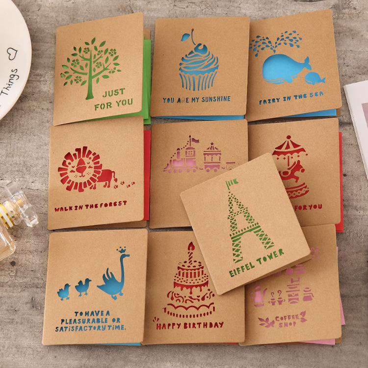 Christmas Greeting Cards cute retro hollow Year blessing small card business greeting cards with envelopes