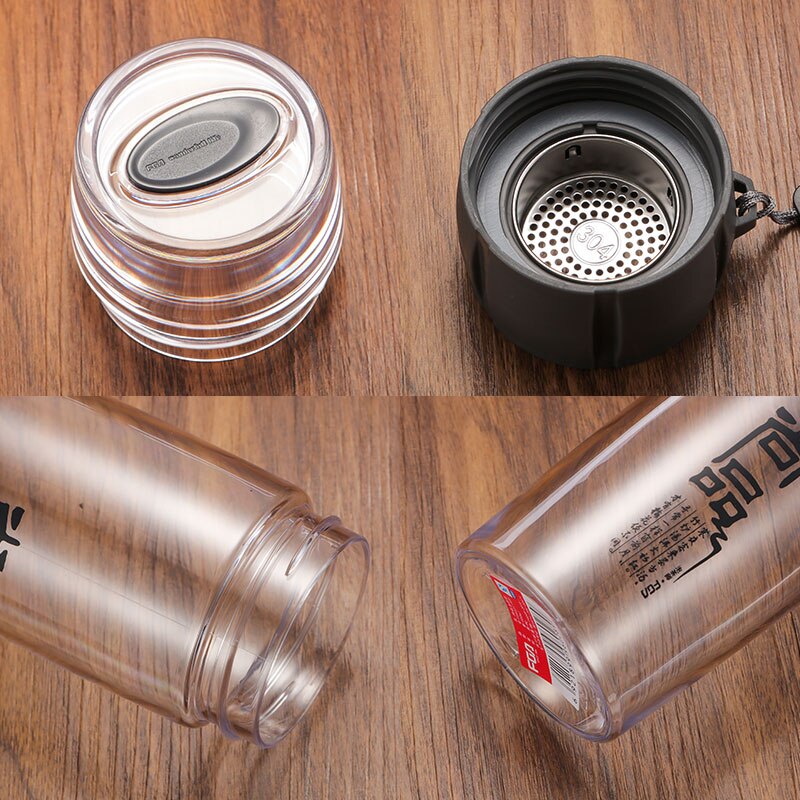Botella de agua deportiva de plástico de 400ML, botella de infusión de té, tetera portátil de kungfú, colador de té chino para viajes al aire libre, gimnasio y Fitness
