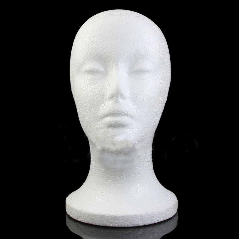 Vrouwelijke Foam Pruik Haar Hoed Glazen Display Mannequin Pop Piepschuim Hoofd Model Au06 21