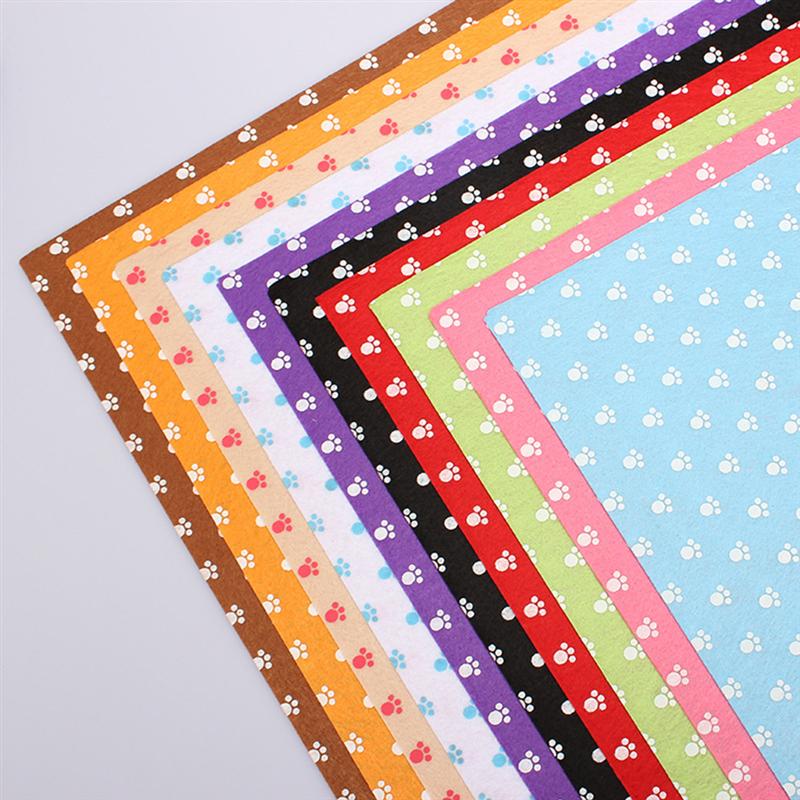 20 stuks handwerk diy non-woven stof materiaal diy accessoires voor speelgoed kunst knutselen 30 x 30cm( kittenpoot patroon , 10 kleuren)