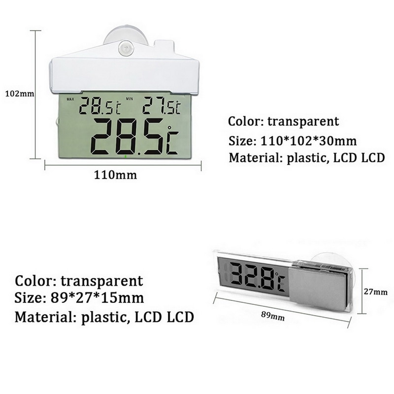 Suction Thermometer LCD Digital Weather Station Wireless Sensor Window Hydrometer Indoor Outdoor Thermometer Temperature