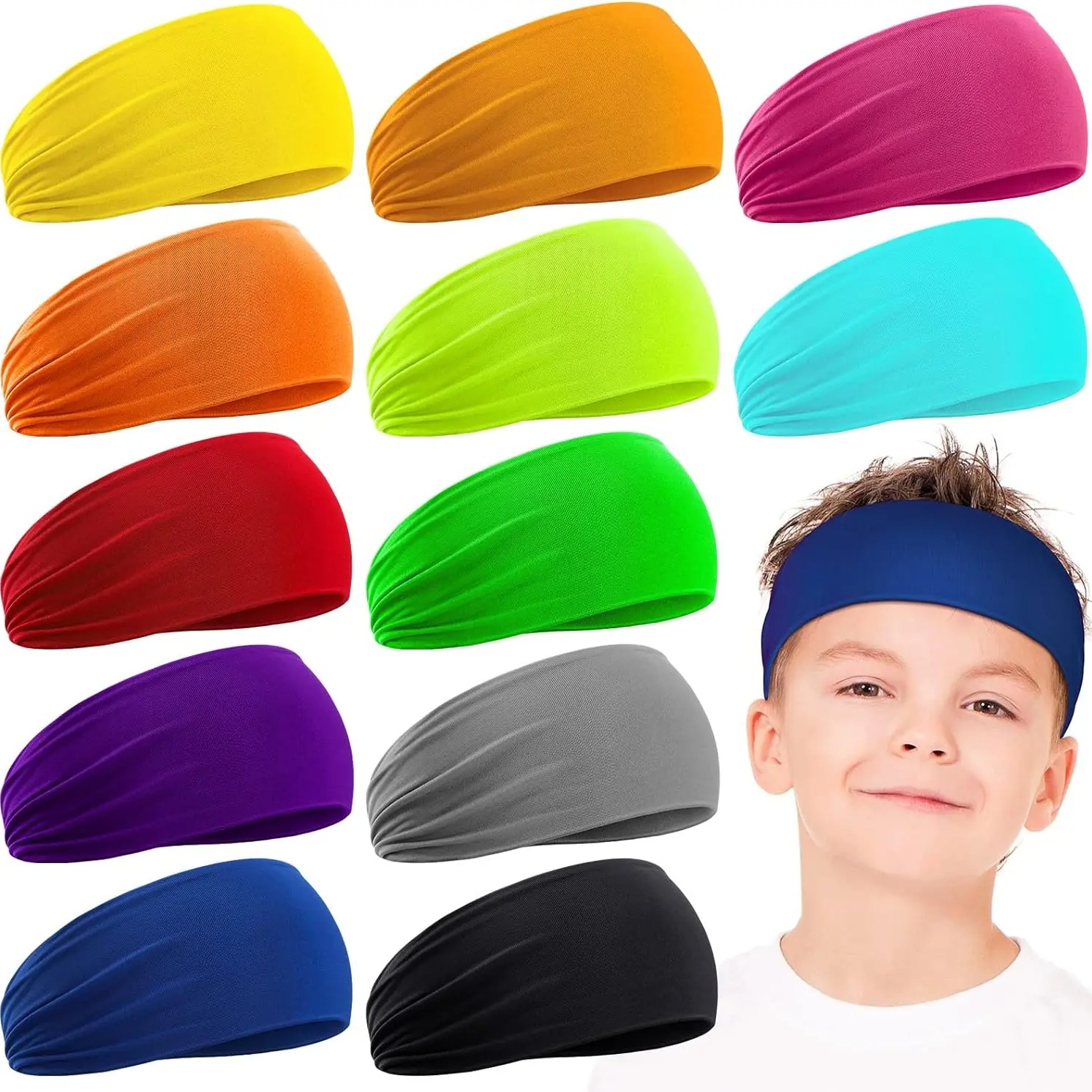 freundlicher Jungen Stirnbänder Athletische Schweißbänder für freundlicher FußBall Stirnband Jugend freundlicher Schweißbänder Schweißabsorbierendes elastisches Haarband